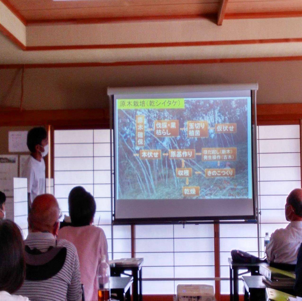 丹波市立 農(みのり)の学校様が原木栽培の見学に来られました。-71